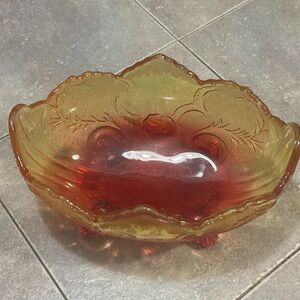 Elegant Amber and Red Glass Bowl